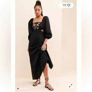 Anthropologie Especia Embroidered Cut Out Maxi Dress